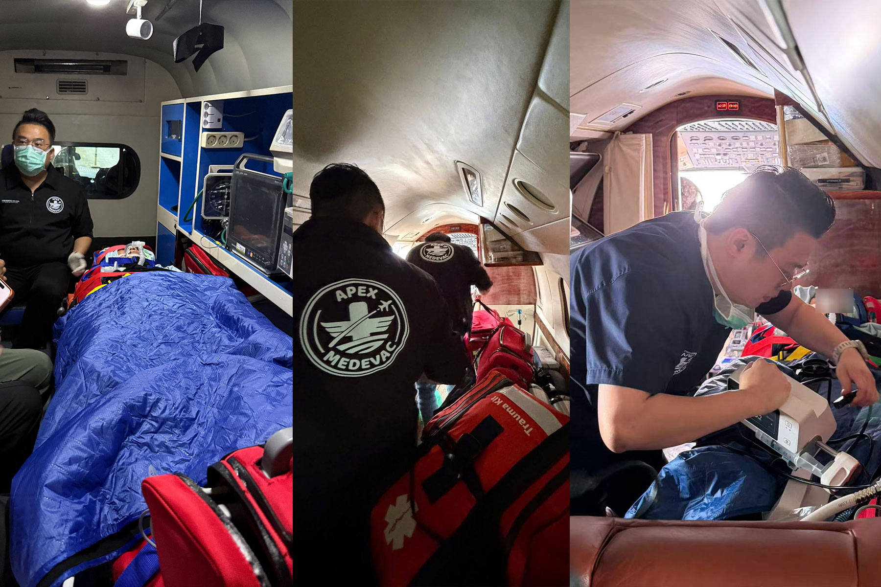 Medical crew providing in-flight care