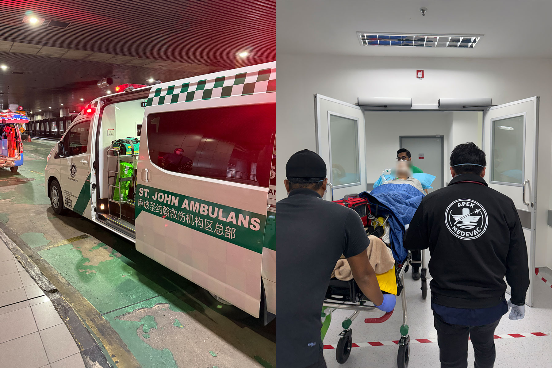 Ground ambulance transfer from Melaka to Singapore